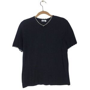 Pal Zileri Mens V-neck Black Shirt Size Large